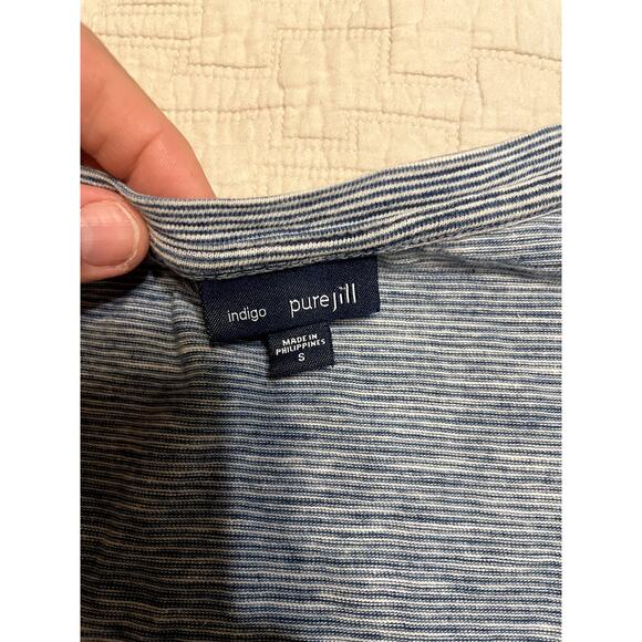 Pure J. Jill Striped Indigo Top Asymmetrical Size Small - Picture 4 of 6
